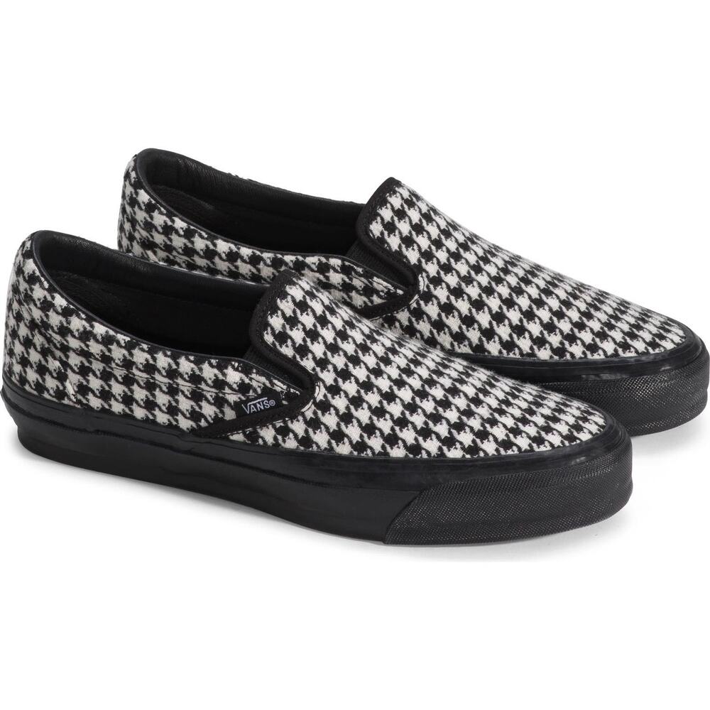 Vans LX Classic Slip-On 98 Women's Black White Houndstooth Sneakers - Size 8